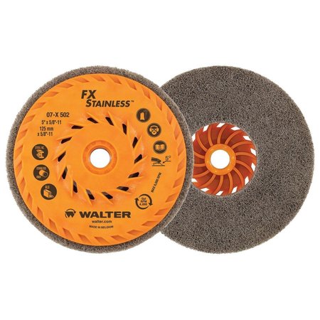 WALTER SURFACE TECHNOLOGIES 5'' Fx Stainless Cup Wheel Spin-On 07X502